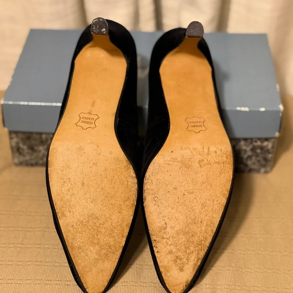 Misha Bergmann Black‎ Velvet Pointed Toe Heels Evening Cocktail Career Size 10
